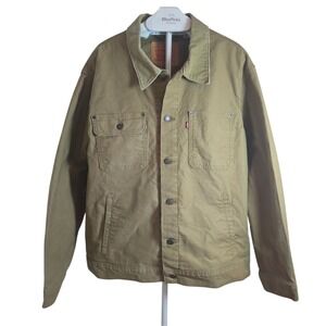 Levi Strauss Mens XXL‎ Canvas Work Jacket Olive Corduroy Collar Utility